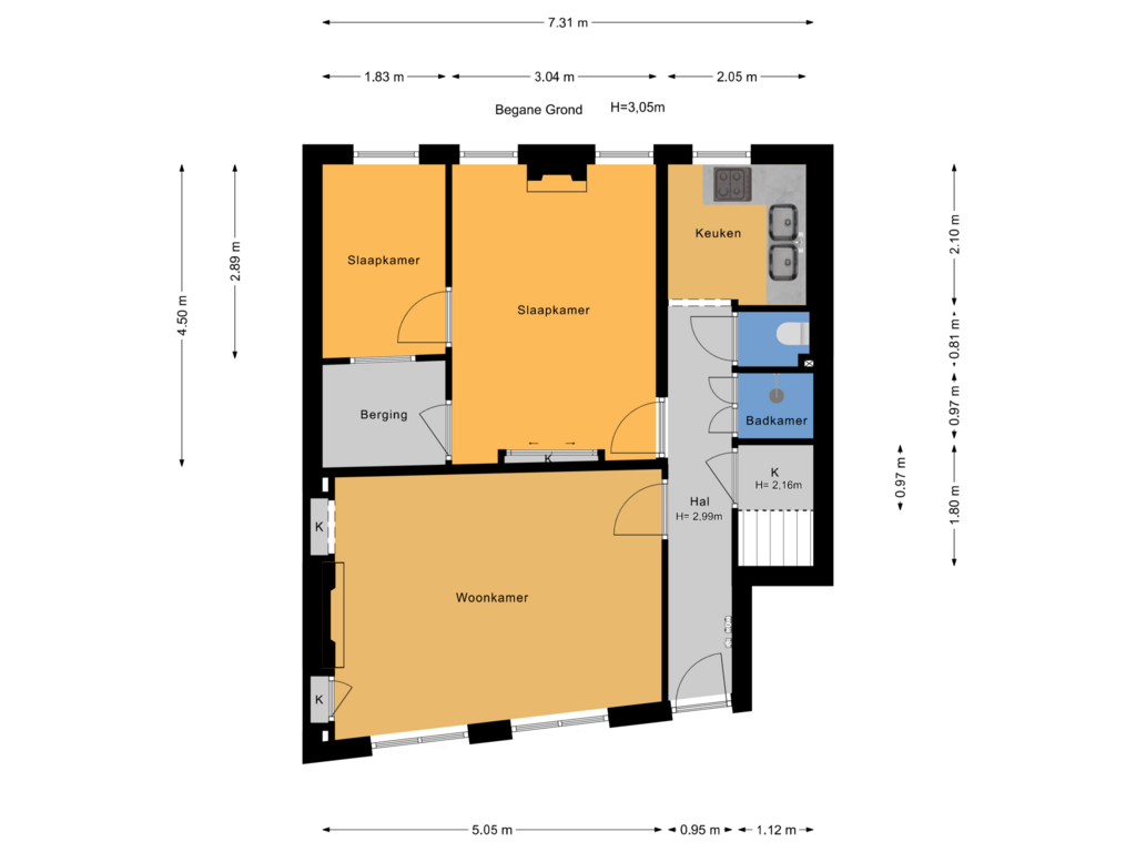 Bekijk plattegrond van Begane Grond van Oranje Plantage 17