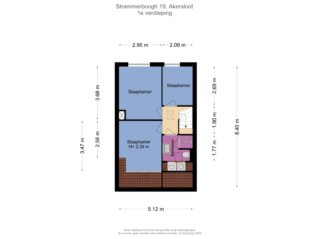 View floorplan of 1e verdieping of Strammerboogh 19