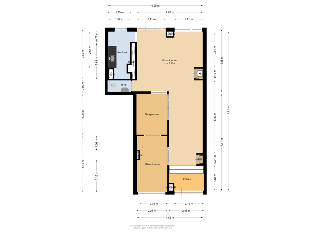 View floorplan of Appartement of Grote Visserijstraat 24-C