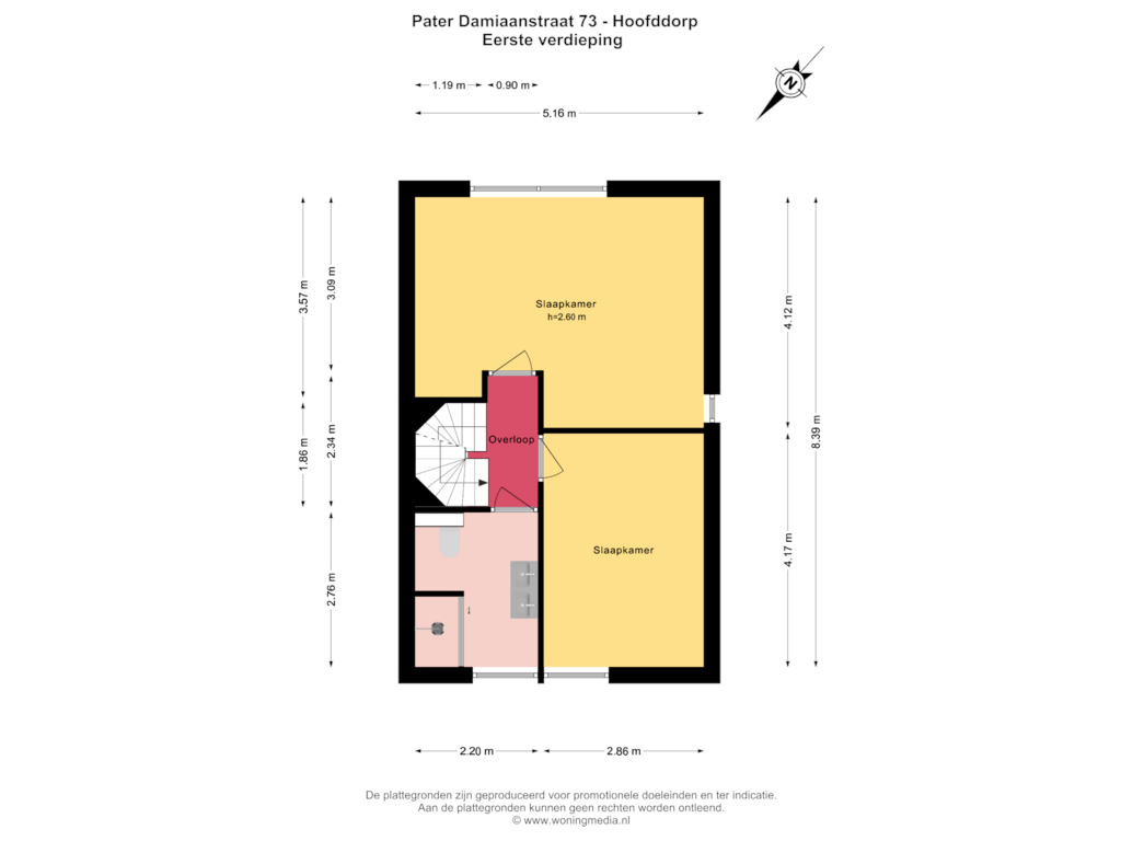 Bekijk plattegrond van Eerste verdieping van Pater Damiaanstraat 73