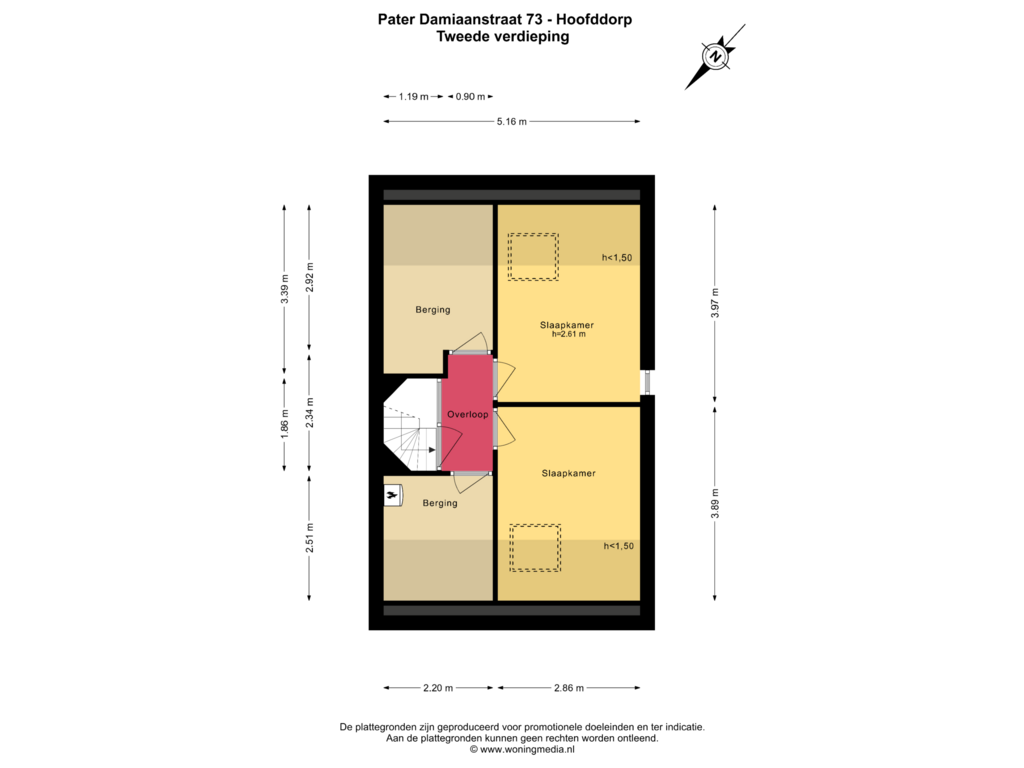 Bekijk plattegrond van Tweede verdieping van Pater Damiaanstraat 73