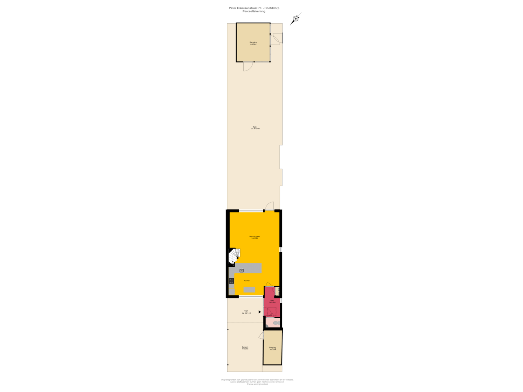 Bekijk plattegrond van Perceeltekening van Pater Damiaanstraat 73