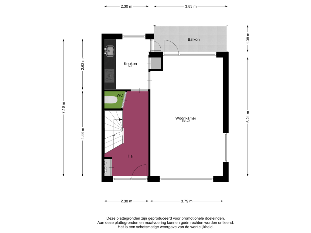 Bekijk plattegrond van Begane Grond van Genteldijk 6