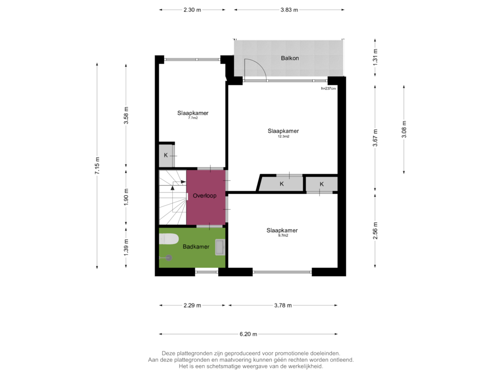 Bekijk plattegrond van 1e Verdieping van Genteldijk 6