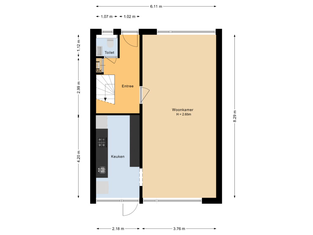 Bekijk plattegrond van Begane grond van Bongerd 54