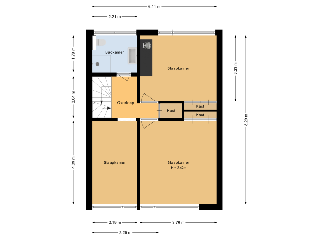 Bekijk plattegrond van Eerste verdieping van Bongerd 54