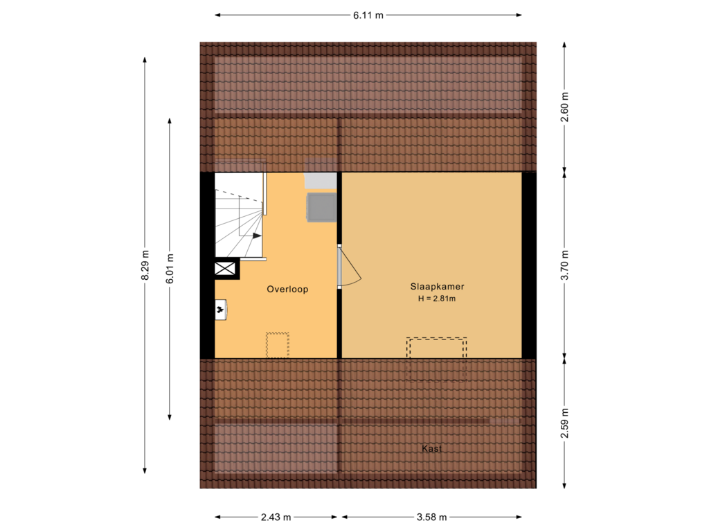 Bekijk plattegrond van Tweede verdieping van Bongerd 54