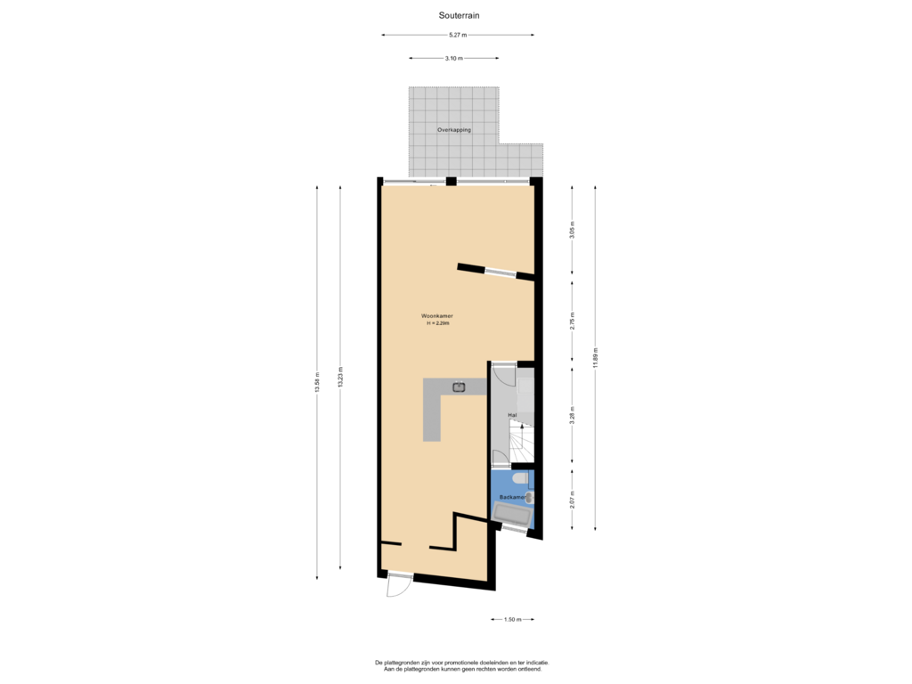 Bekijk plattegrond van Souterrain van Weurtseweg 93