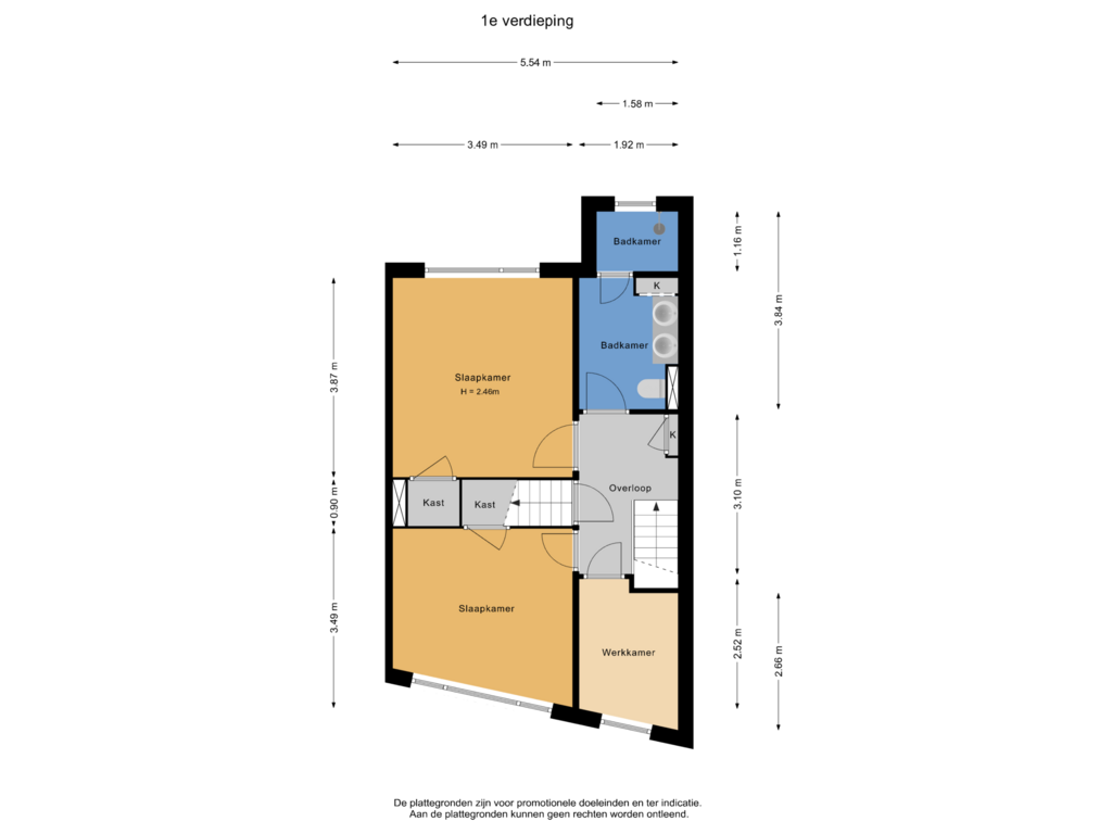 Bekijk plattegrond van 1e verdieping van Weurtseweg 93