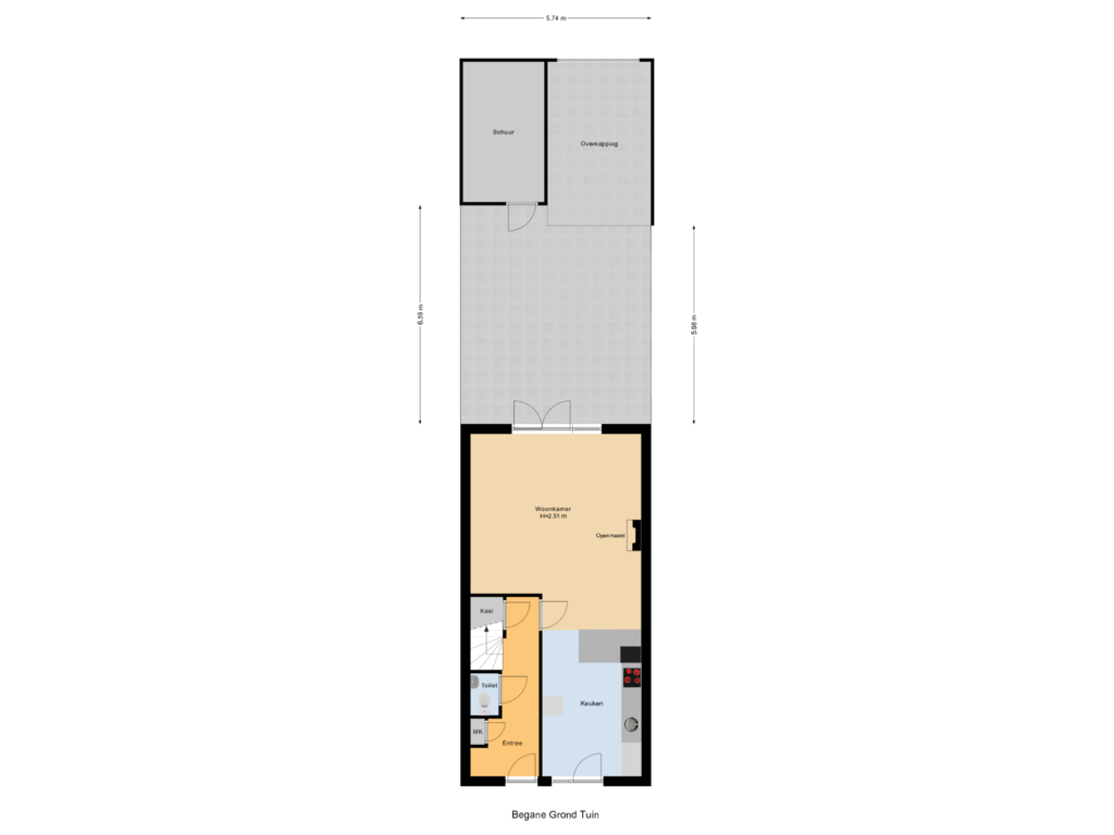 Bekijk plattegrond van Begane Grond Tuin van De Vroomedijk 24