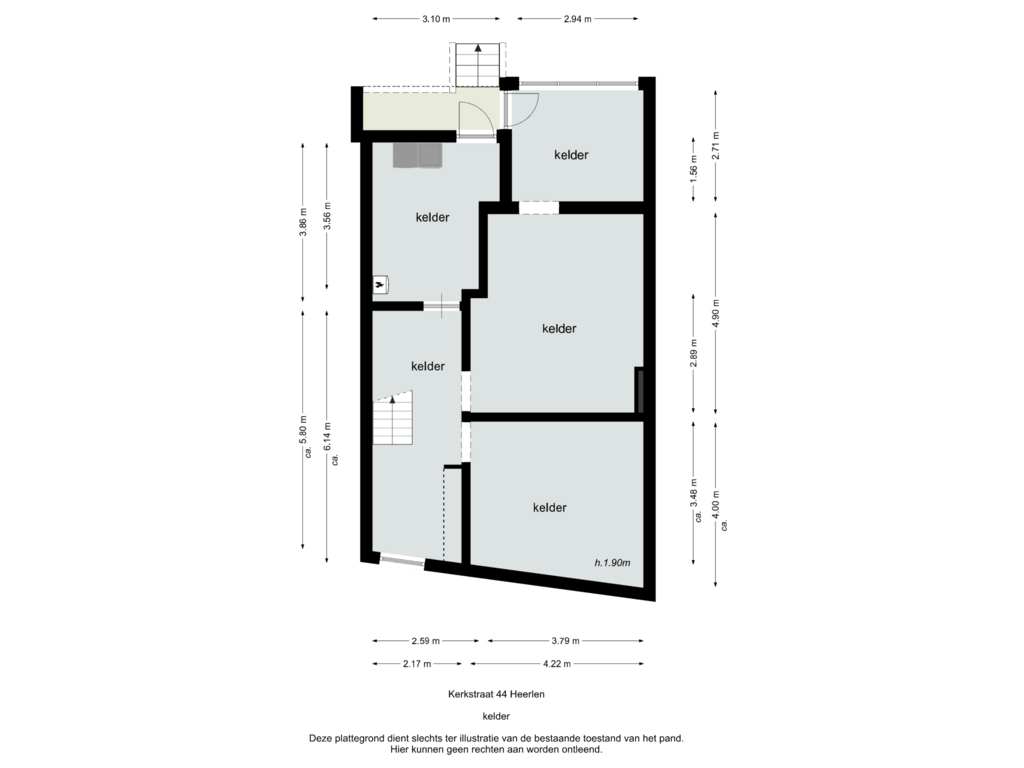 View floorplan of kelder of Oude Kerkstraat 44