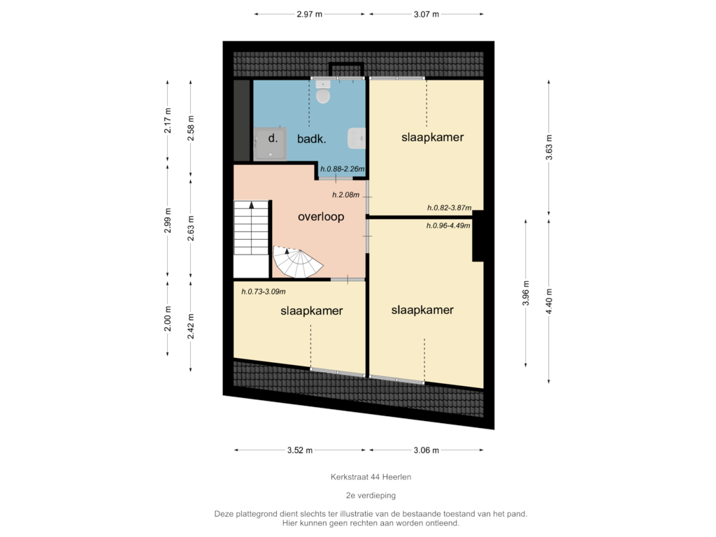 View floorplan of verdieping 2 of Oude Kerkstraat 44