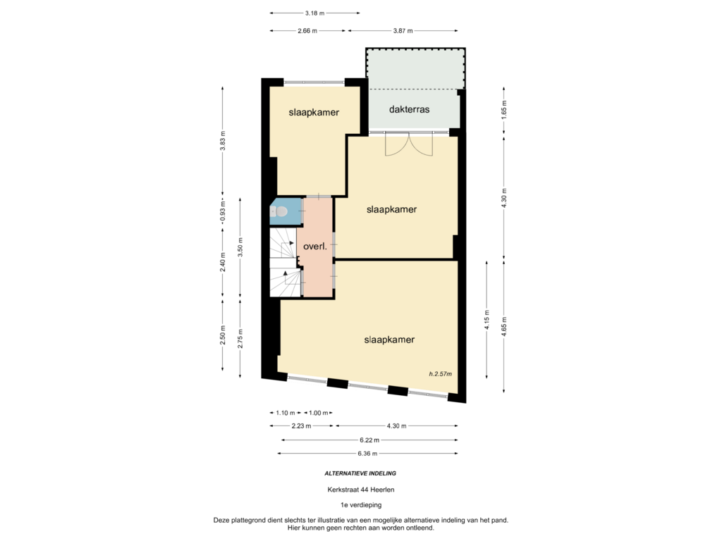 View floorplan of verdieping 1 (optie) of Oude Kerkstraat 44