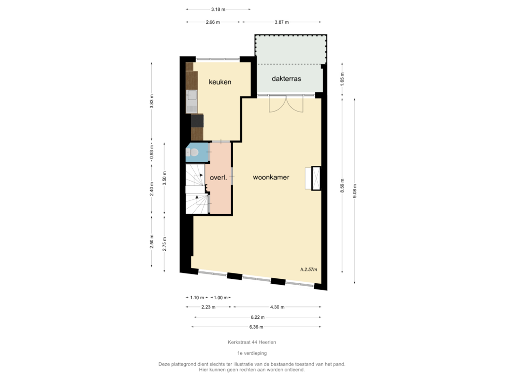 View floorplan of verdieping 1 of Oude Kerkstraat 44