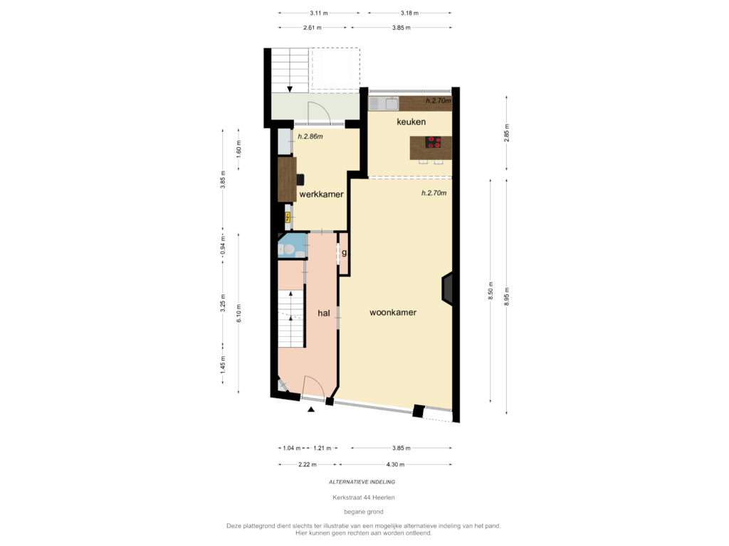 View floorplan of begane grond (optie) of Oude Kerkstraat 44