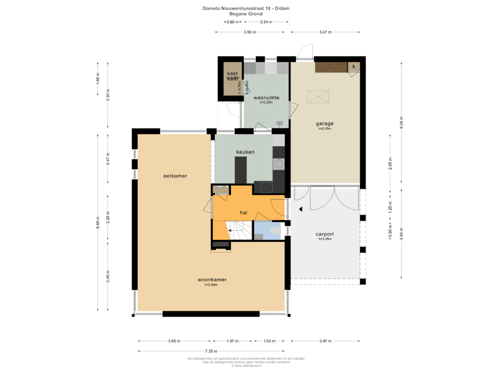 View floorplan of BEGANE GROND of Domela Nieuwenhuisstraat 18