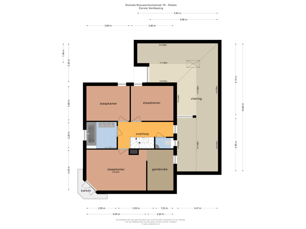 View floorplan of EERSTE VERDIEPING of Domela Nieuwenhuisstraat 18