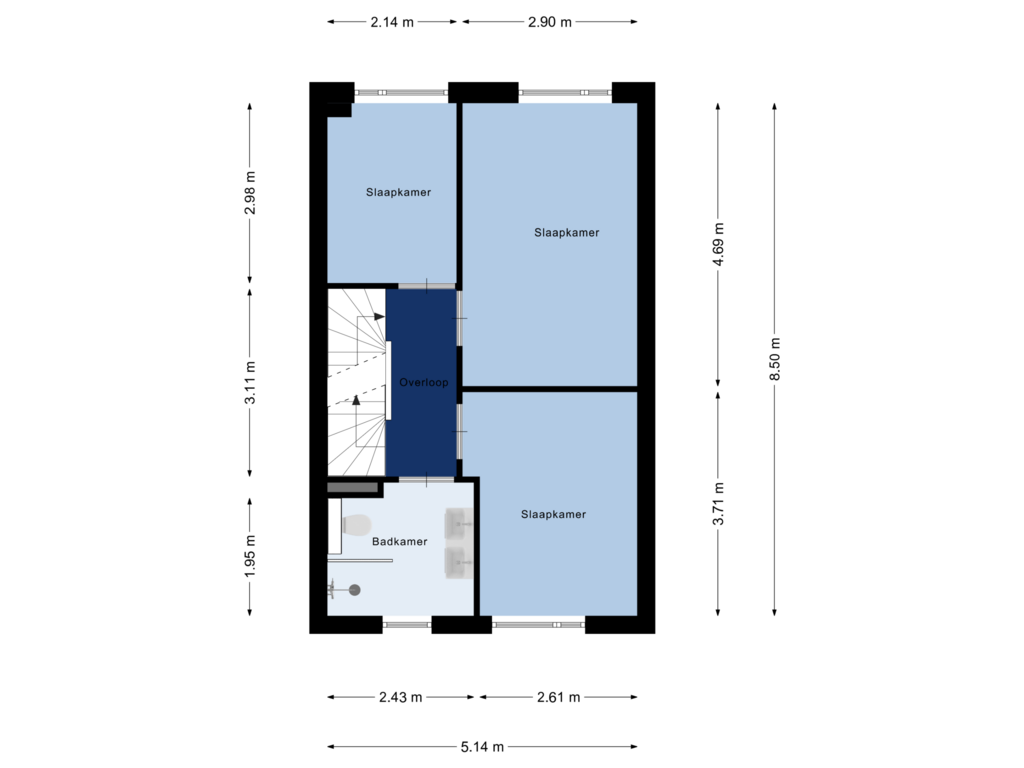 View floorplan of Eerste Verdieping of Kees en Henny de Ruijterstraat 16