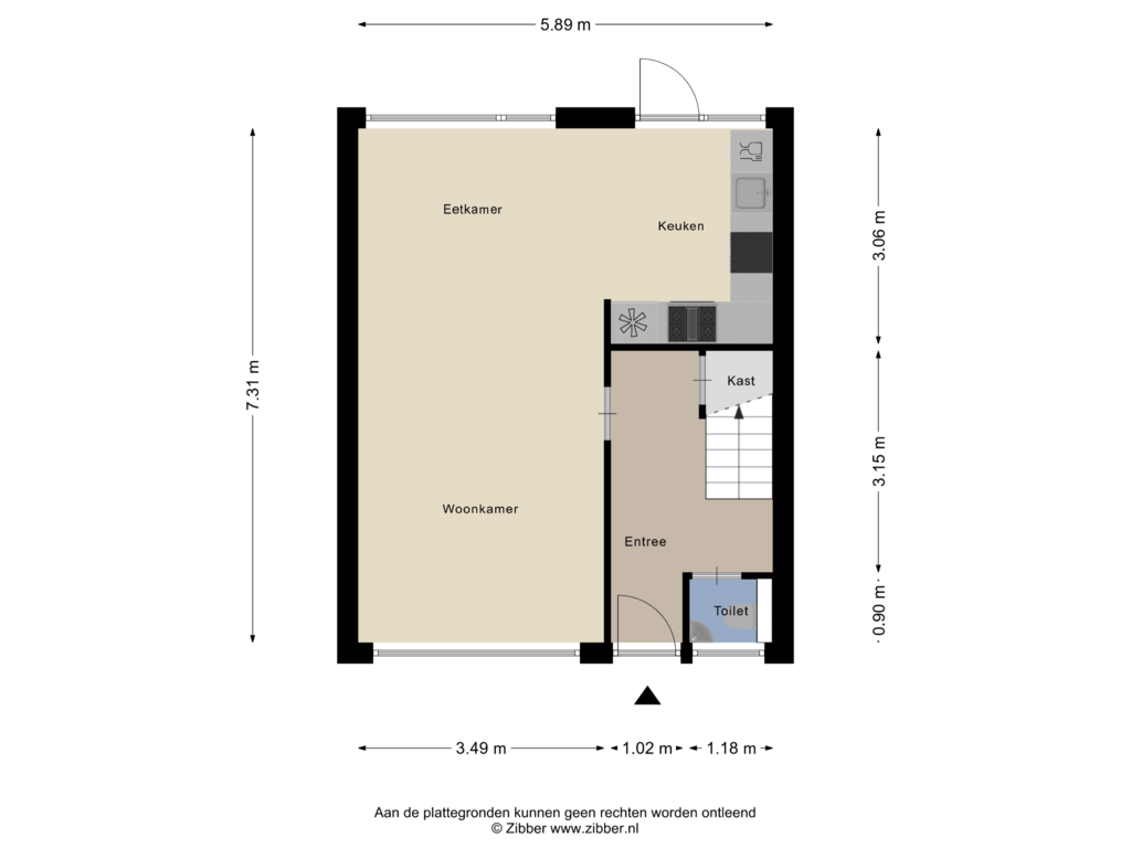 View floorplan of Begane Grond of Kamerlingh Onnesstraat 57