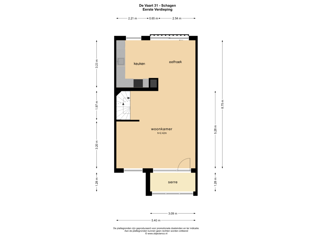 Bekijk plattegrond van EERSTE VERDIEPING van de Vaart 31