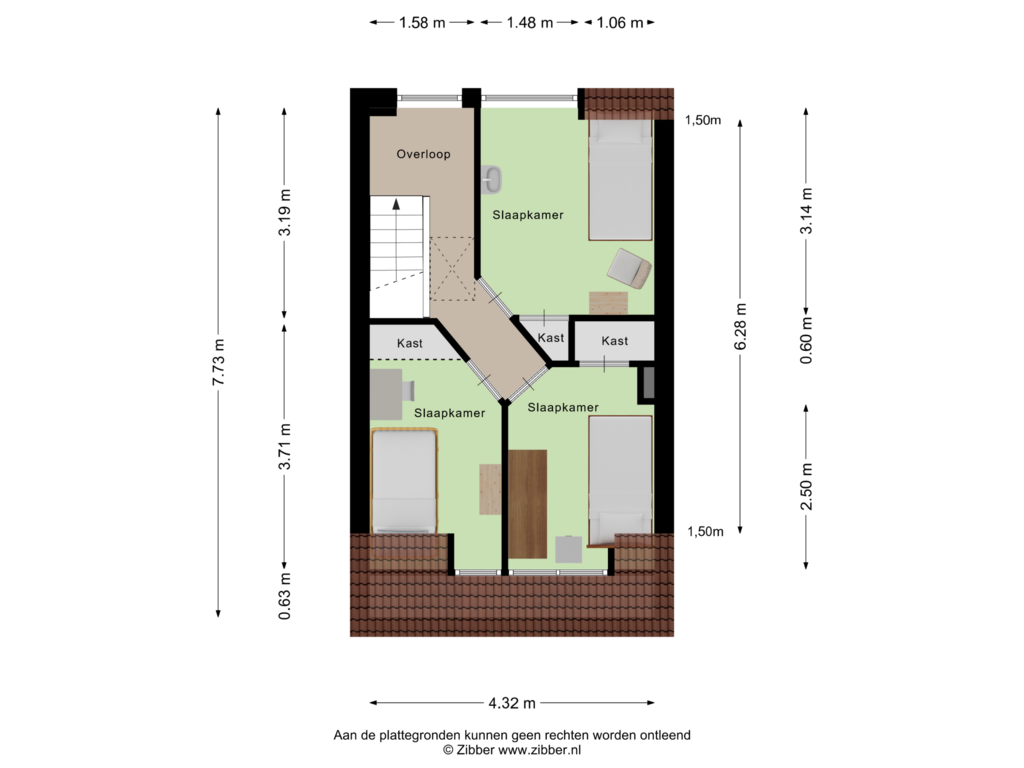 Bekijk plattegrond van Eerste Verdieping van Hunzestraat 13