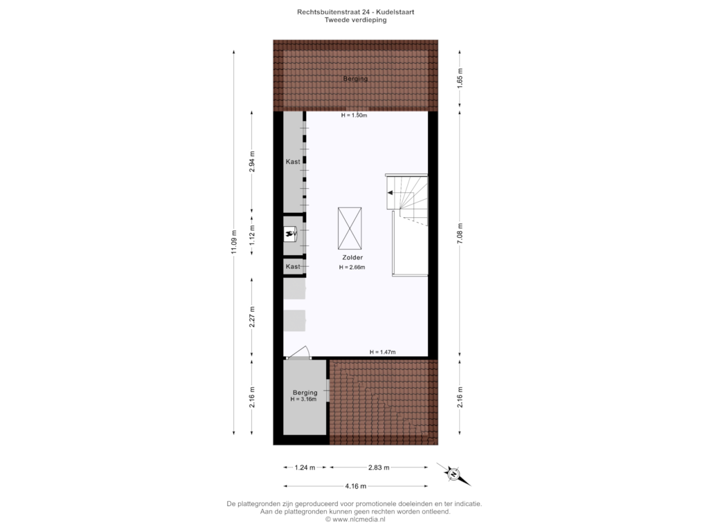 Bekijk plattegrond van Tweede verdieping van Rechtsbuitenstraat 24