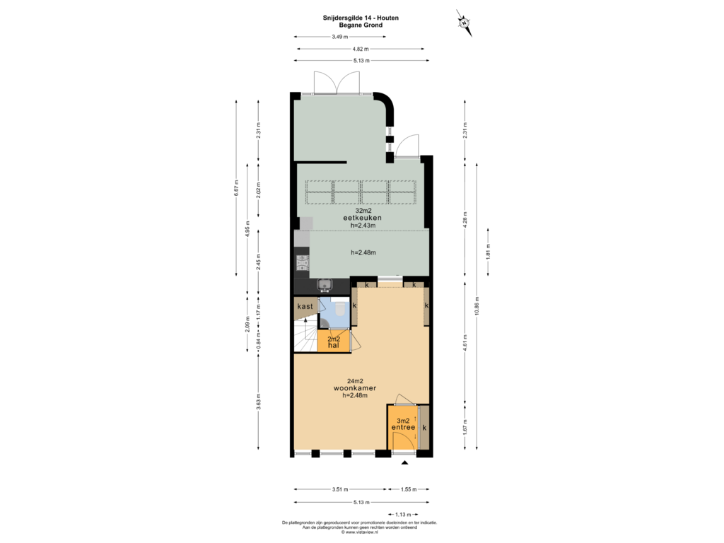 Bekijk plattegrond van BEGANE GROND van Snijdersgilde 14