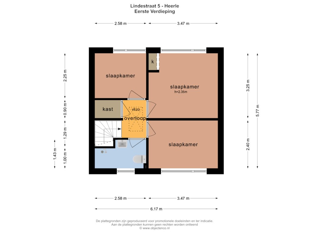 Bekijk plattegrond van EERSTE VERDIEPING van Lindestraat 5