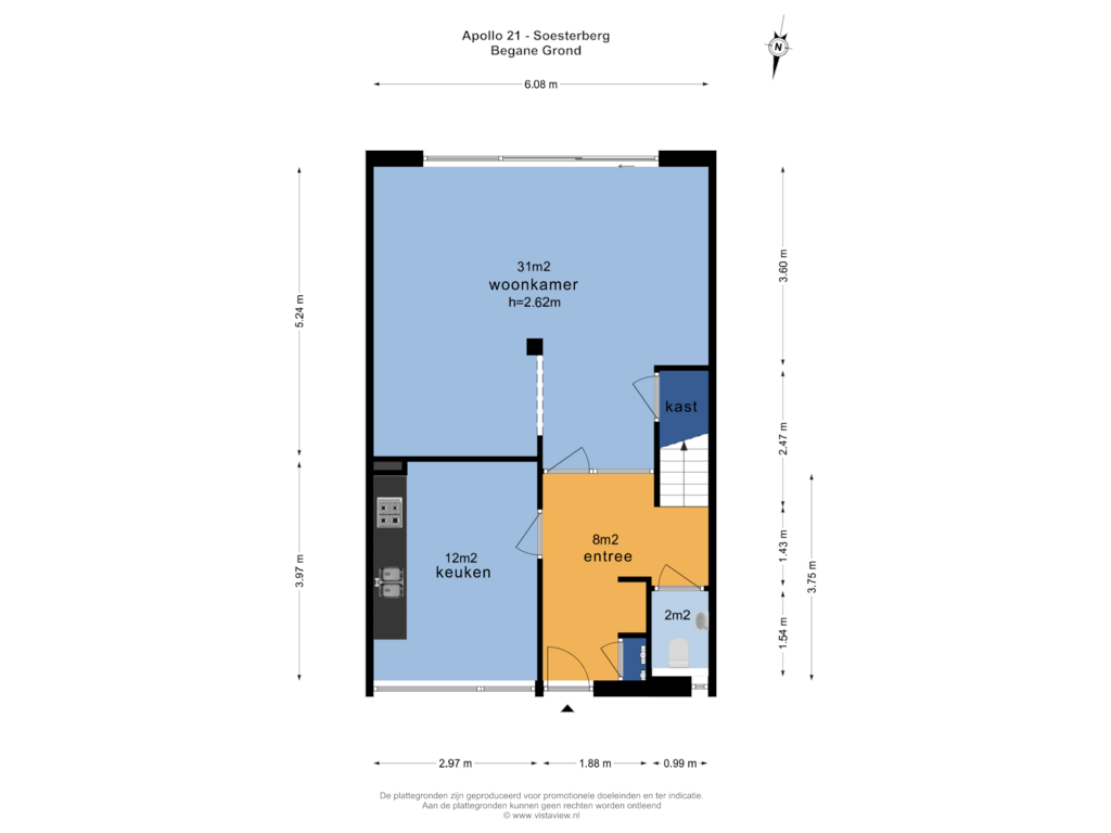 Bekijk plattegrond van BEGANE GROND van Apollo 21