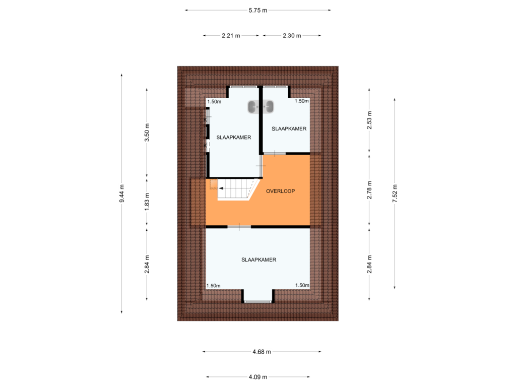 View floorplan of Tweede verdieping of Brinkgreverweg 47