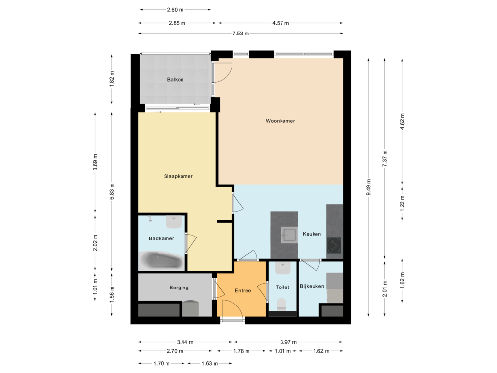 Bekijk plattegrond van Appartement van Laan op Zuid 1241