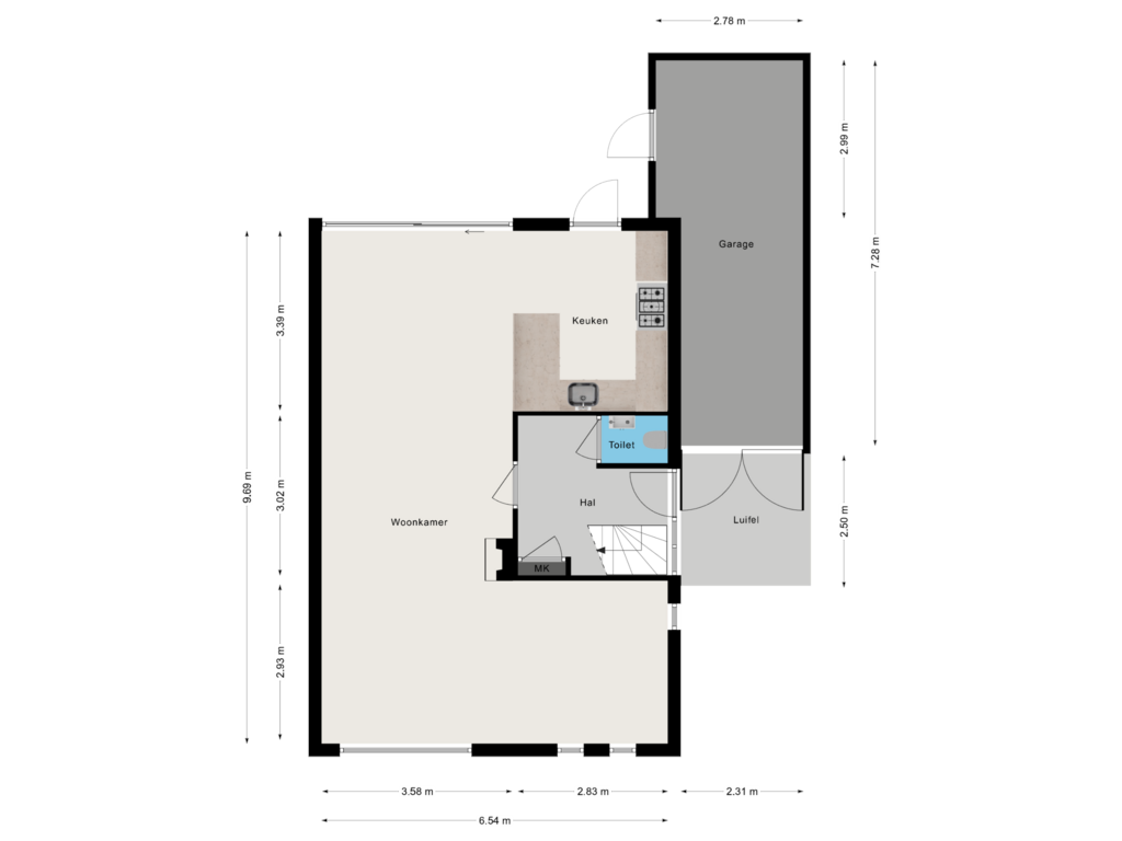 View floorplan of Begane grond of Lange Wijden 70