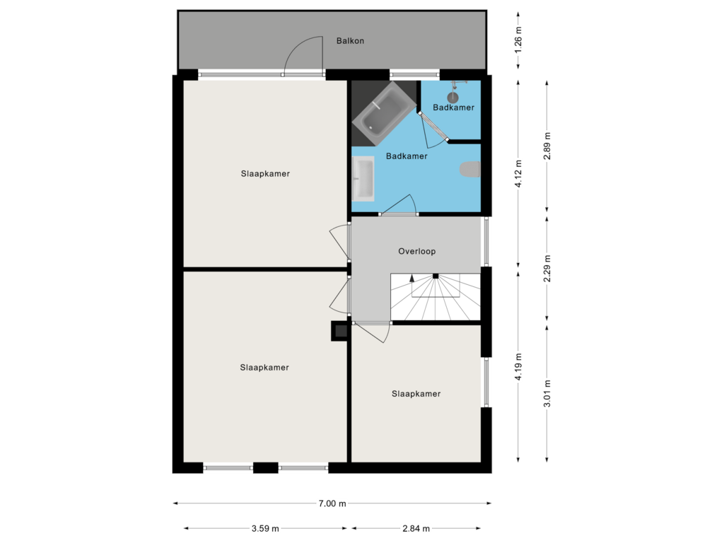 View floorplan of 1e verdieping of Lange Wijden 70