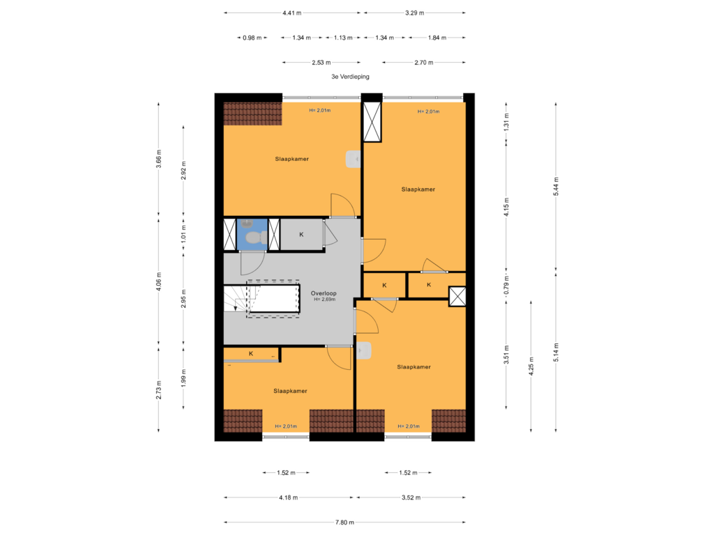 Bekijk plattegrond van 3e Verdieping van Vreeswijkstraat 175