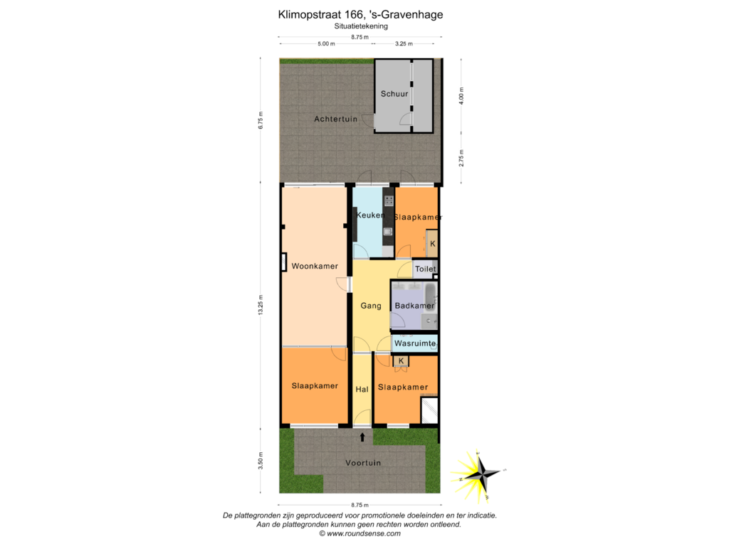 Bekijk plattegrond van Situatietekening van Klimopstraat 166