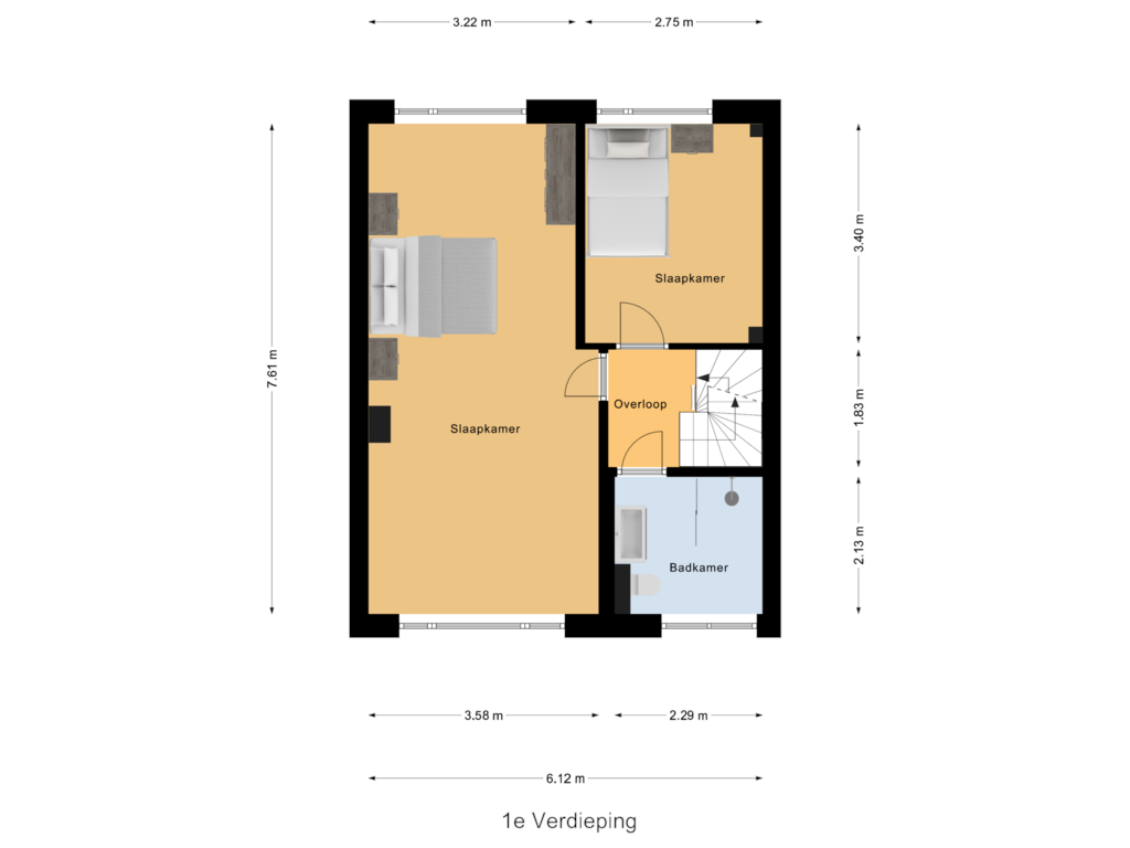 Bekijk plattegrond van 1e Verdieping van Dauwendaelsestraat 32