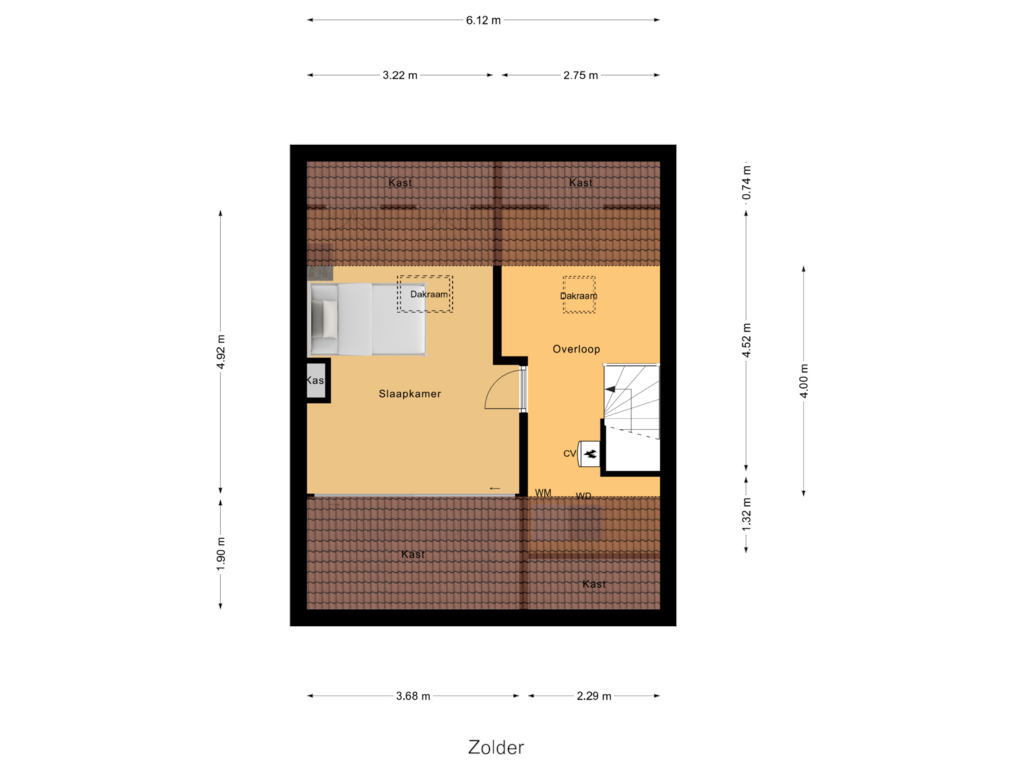 Bekijk plattegrond van Zolder van Dauwendaelsestraat 32