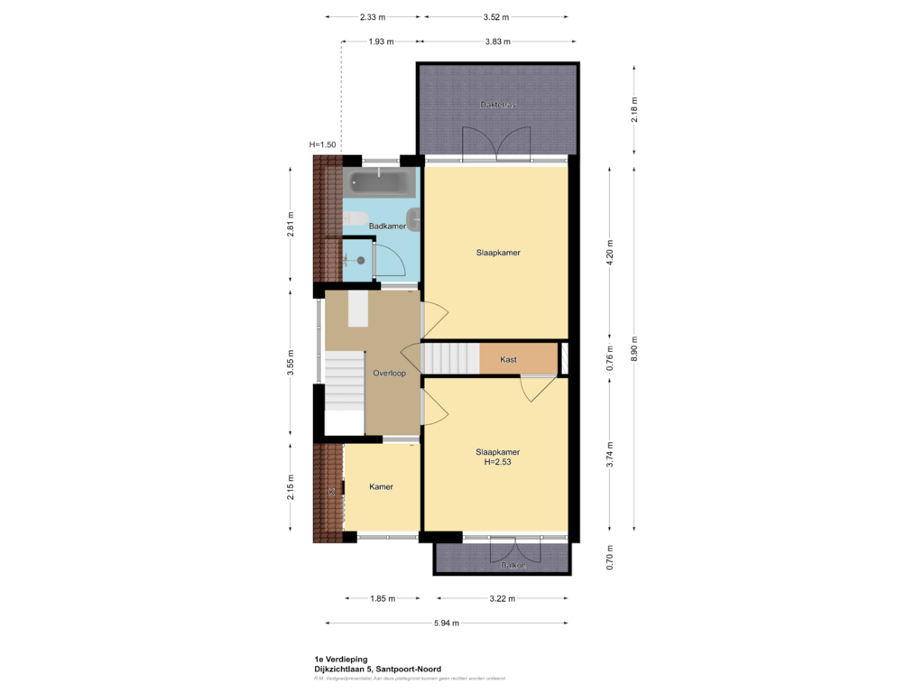 View floorplan of 1e Verdieping of Dijkzichtlaan 5