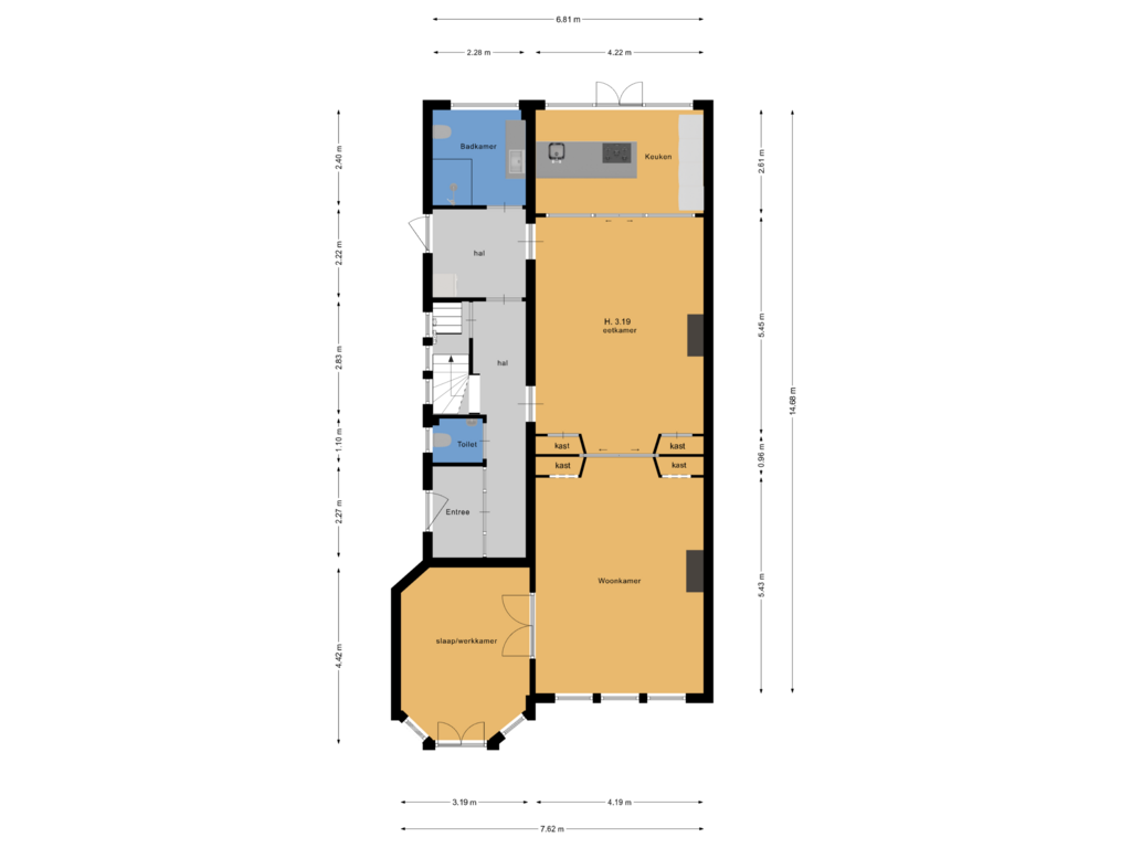 View floorplan of BG of Zonnelaan 14