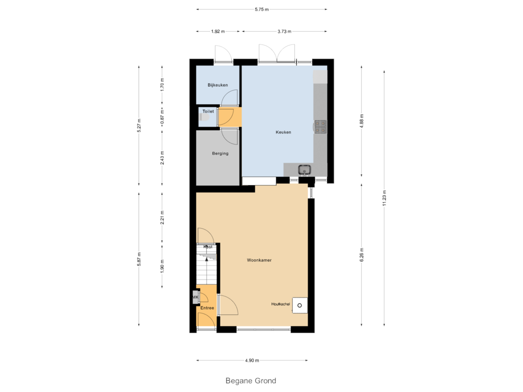 Bekijk plattegrond van Begane Grond van Pruimendijk 60