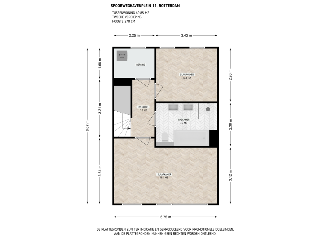 Bekijk plattegrond van 2e verdieping van Spoorweghavenplein 11