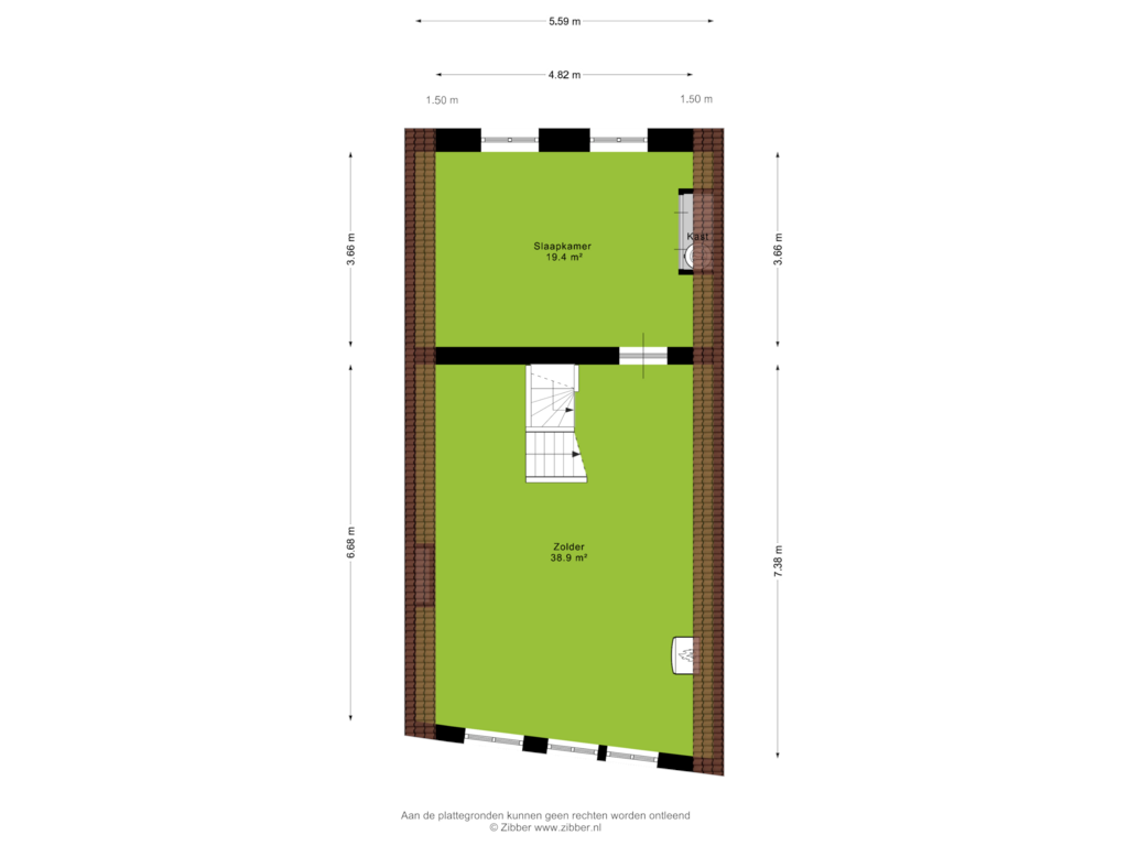 View floorplan of Derde verdieping of Peperstraat 96