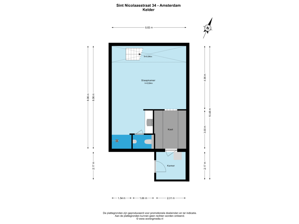 Bekijk plattegrond van Kelder van Sint Nicolaasstraat 34