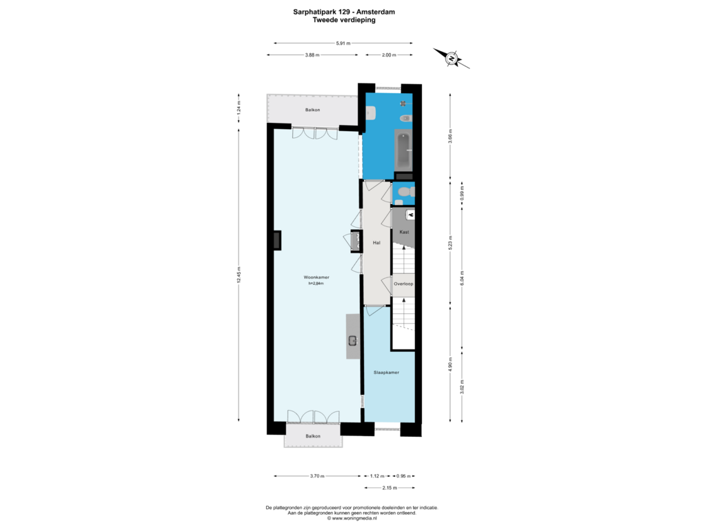 Bekijk plattegrond van Tweede verdieping van Sarphatipark 129-H