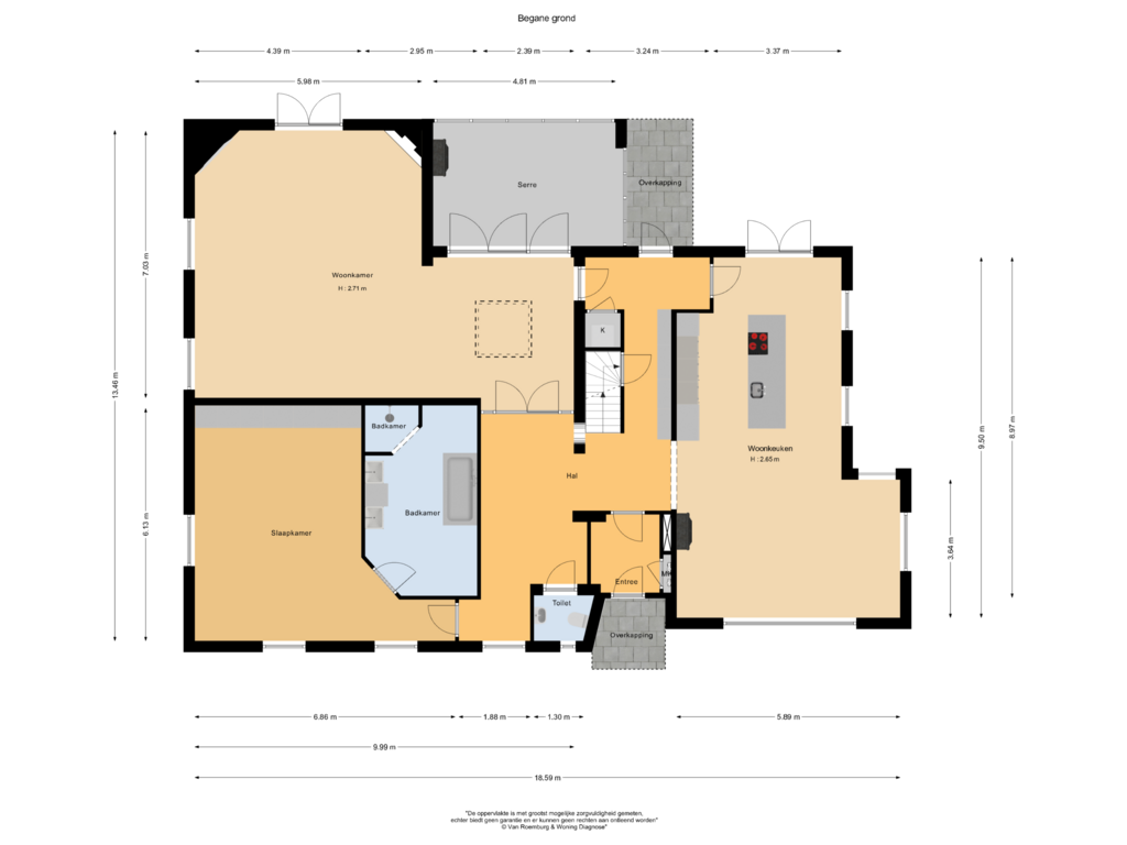 View floorplan of Begane grond of Pannerdenseweg 71