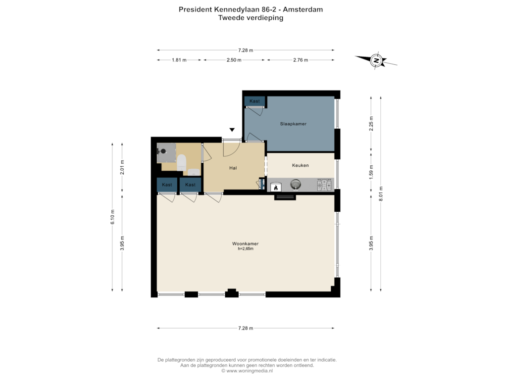 Bekijk plattegrond van 2e_verd van President Kennedylaan 86-2