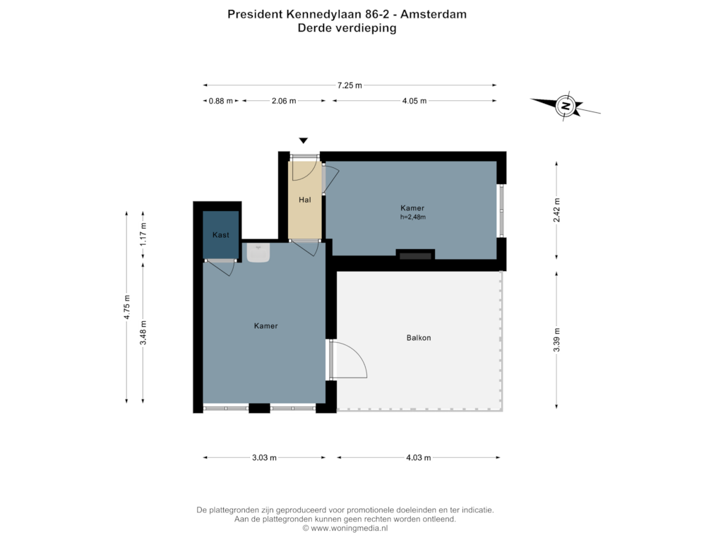 Bekijk plattegrond van 3e_verd van President Kennedylaan 86-2