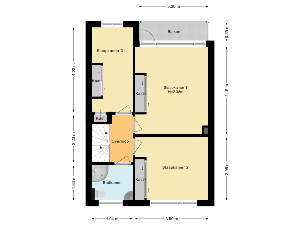 View floorplan of Eerste verdieping of Bagelaarstraat 34