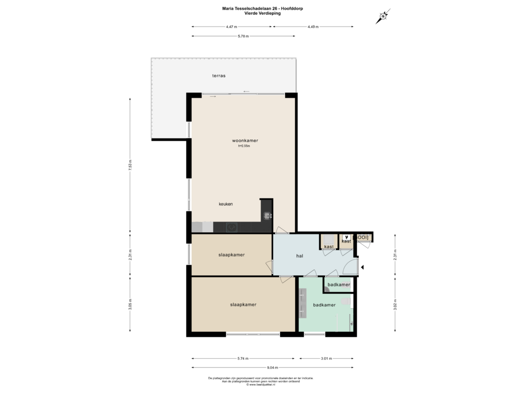 Bekijk plattegrond van Vierde Verdieping van Maria Tesselschadelaan 26