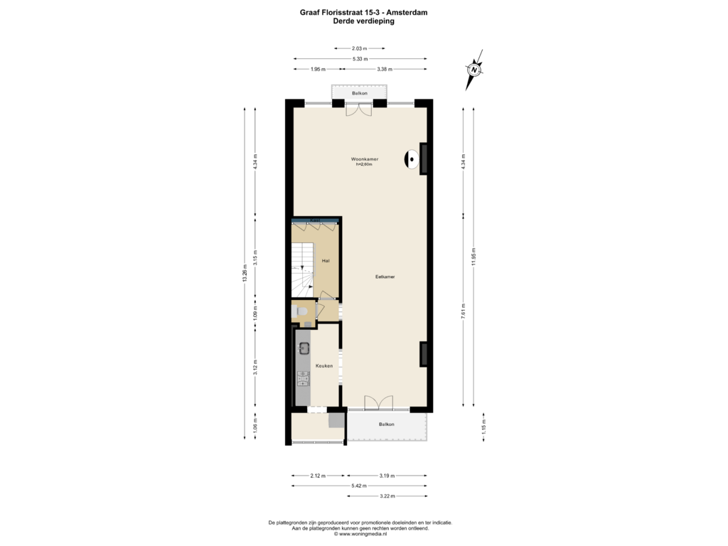 View floorplan of 3e_verd of Graaf Florisstraat 15-3